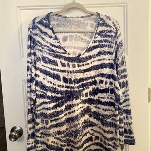 Blue and White Tie-Dye Women's Top